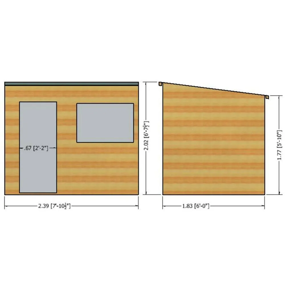Shires Pent Single Door Tongue & Groove Garden Shed Workshop Approx 8x6 ft in Brown 2
