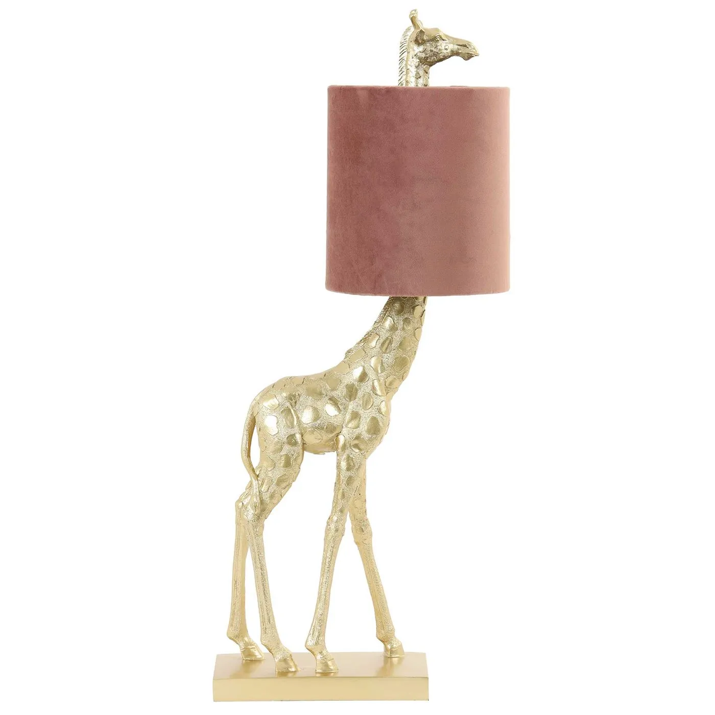 Giraffe Table Lamp, Gold and Blush Pink