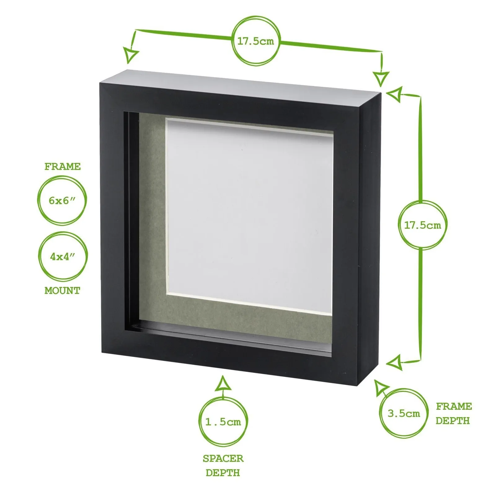 Nicola Spring 6" x 6" 3D Box Photo Frame - 4" x 4" Mount - Light Brown in White 4