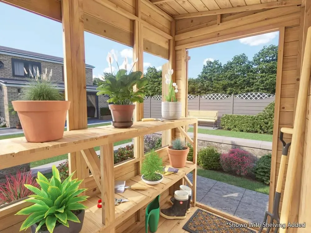 Dunster House Wooden Potting Shed Apex Roof W4' x D6' (W1.2m x D1.8m) Overlord Modular in Brown 3
