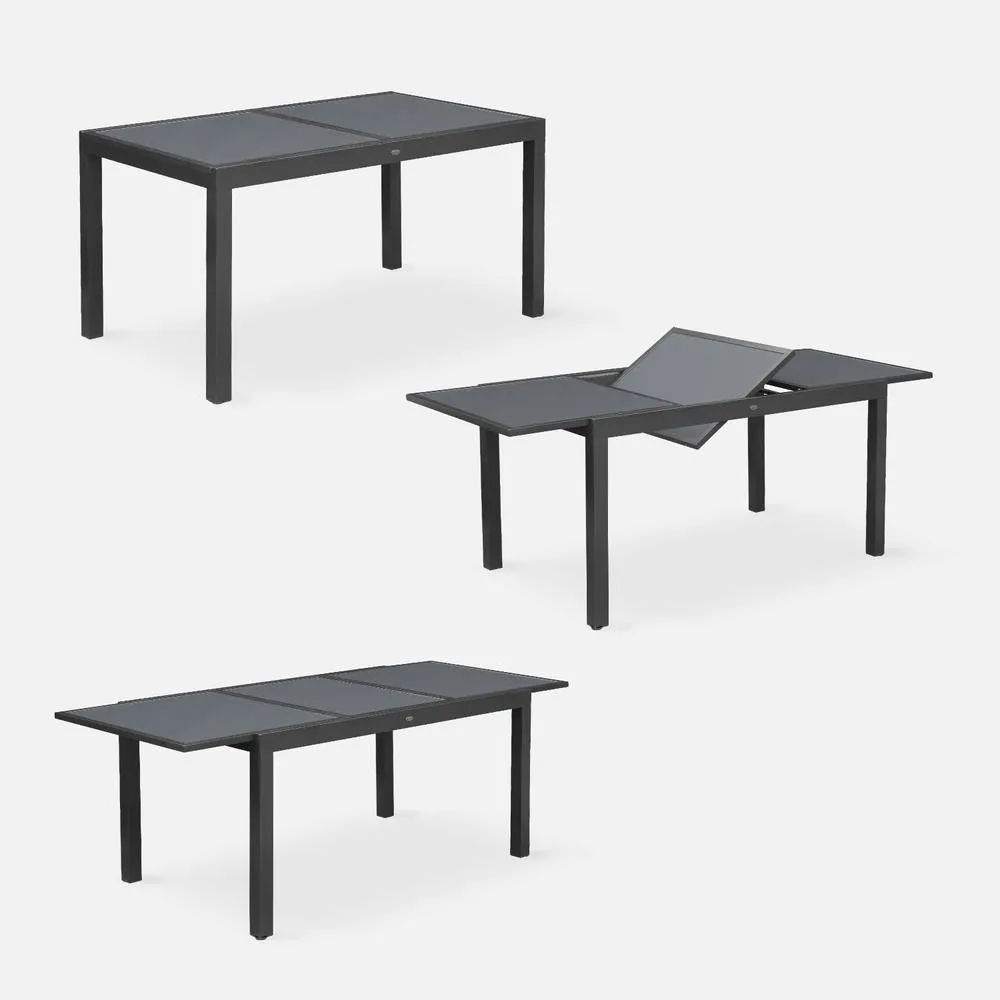 sweeek 6-seater Extendable Aluminium Garden Table Set With Chairs in Grey 3