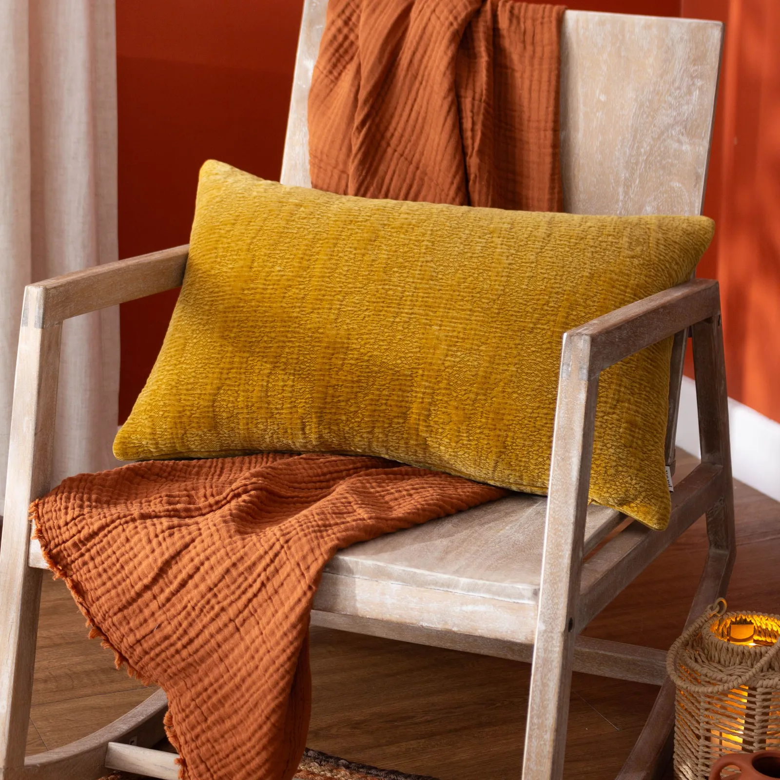 Yard Osaka Textured Chenille Cushion in Yellow