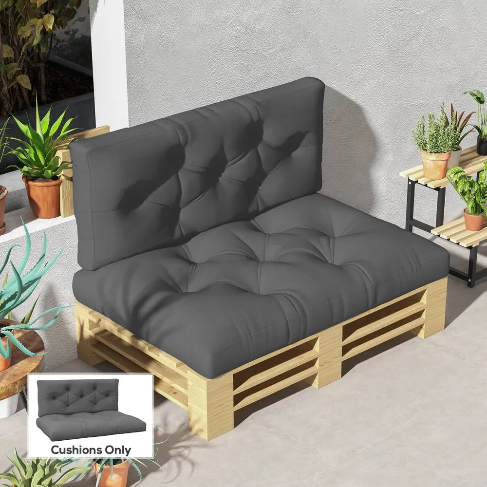 OUTSUNNY 2 Seater Outdoor Seat Cushions & Back for Pallet in Dark Grey