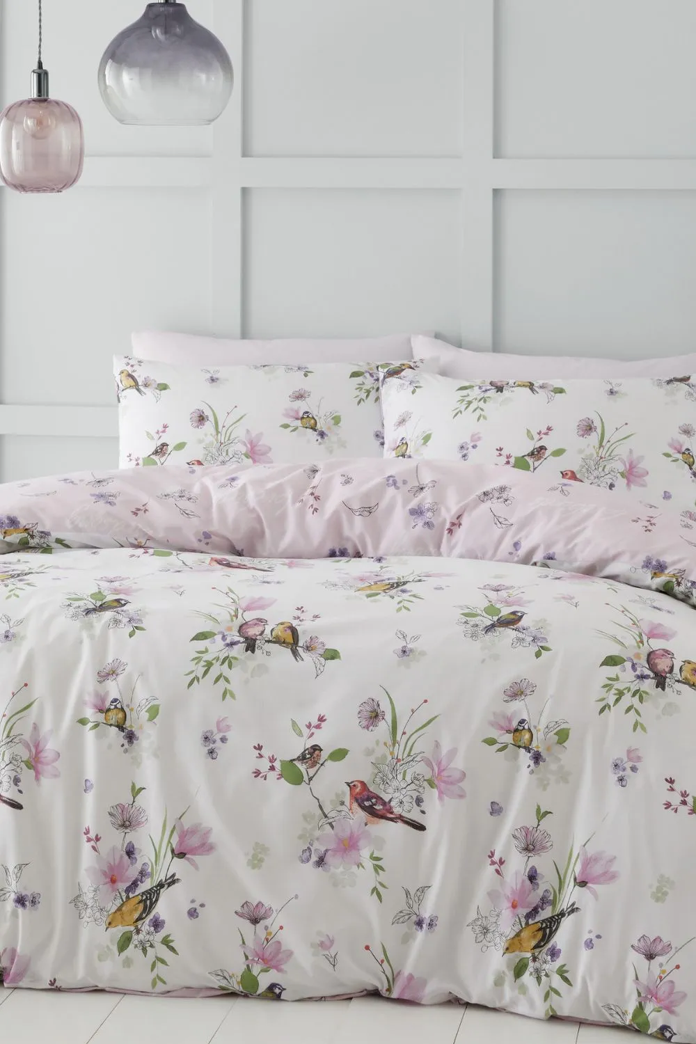 Catherine Lansfield 'Songbird' Duvet Set in Pink