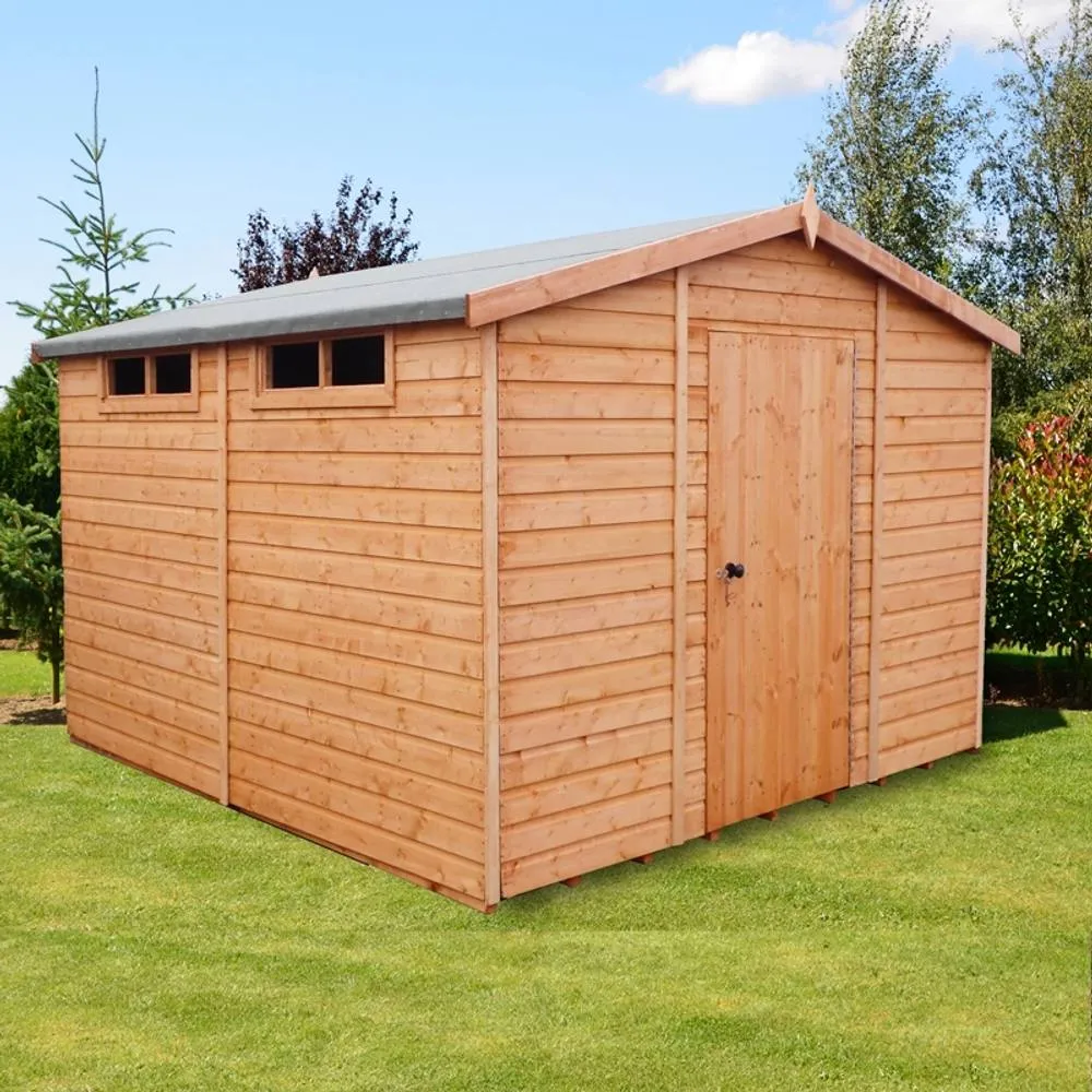 Shires Security Apex Handmade Garden Shed Approx 10 x 10 Feet in Brown