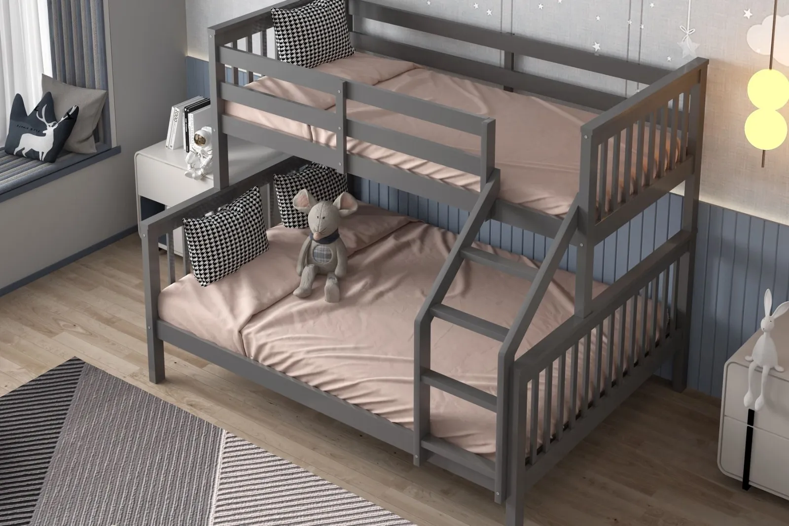 Flair Zoom Wooden Triple Bunk Bed in Grey 3