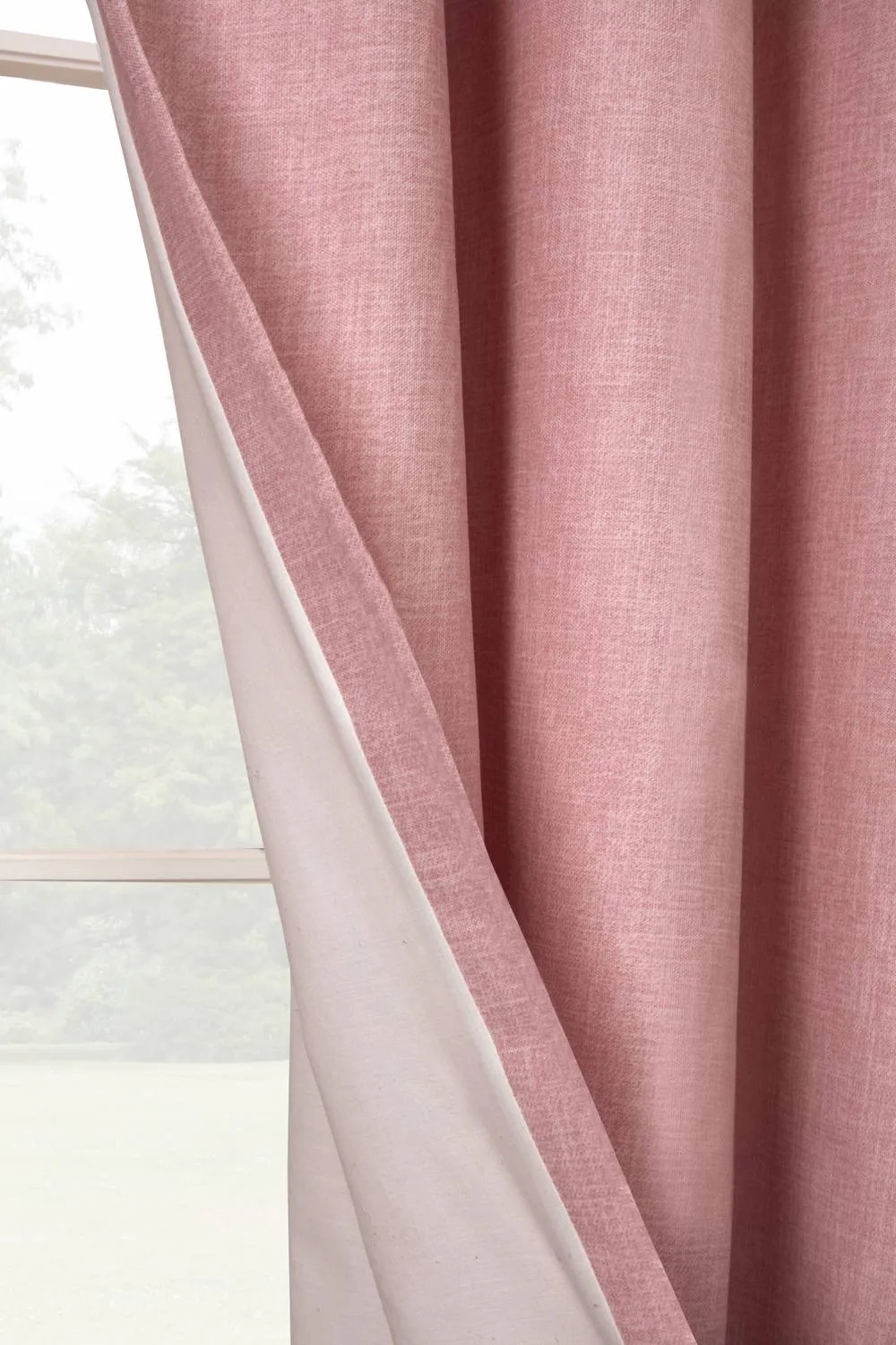 Smart Living Textured Print Eyelet Lined Curtains for Bedroom & Living - 2 Panels in Pink 5