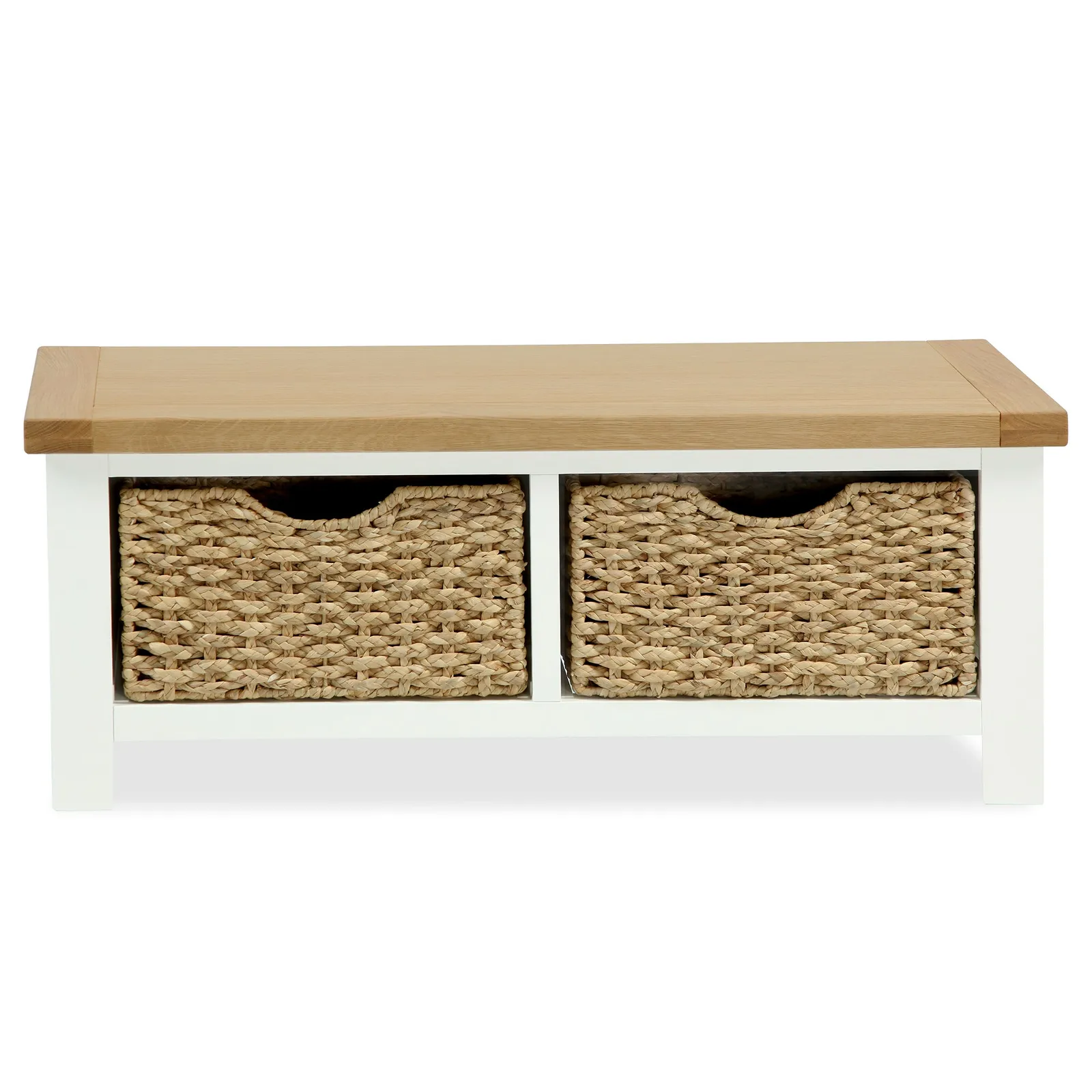 Wilby Cream Small Bench With Baskets Buttercream
