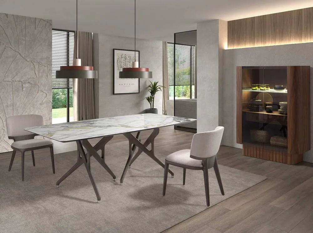 Angel Cerda Light Grey Fabric Dining Chair with Oak Legs 4