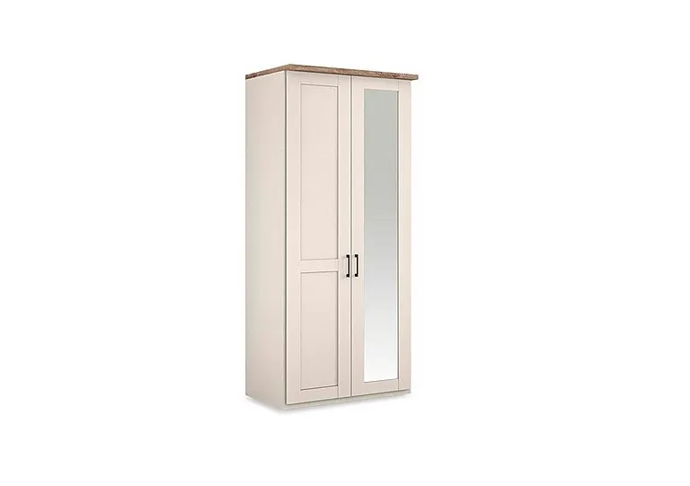 Adeline 2 Door Hinged Wardrobe with Right Hand Mirror - Champagne