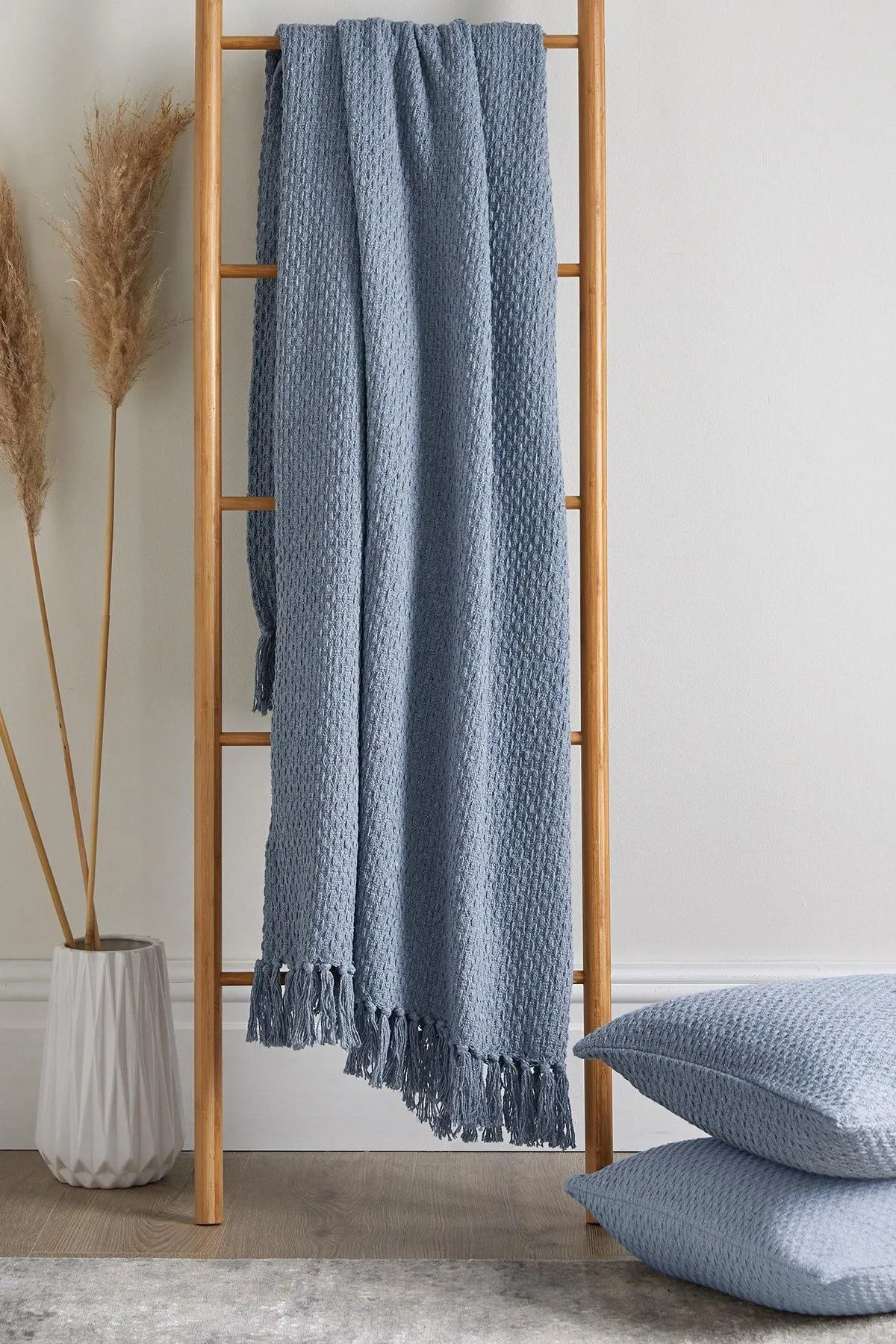 Drift Home 'Hayden' Textured Woven Throw in Blue