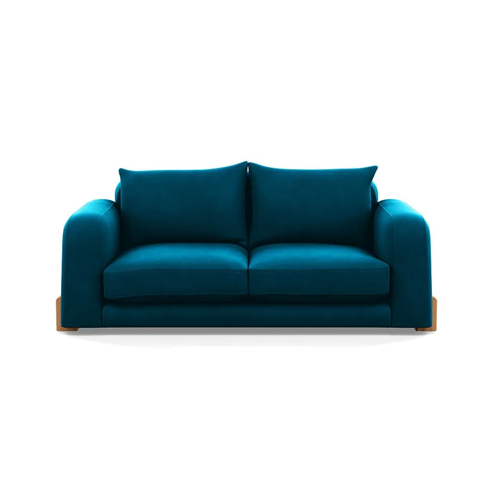 Heal's Nuvola 3 Seater Sofa Velvet Teal Natural Oak Feet 1