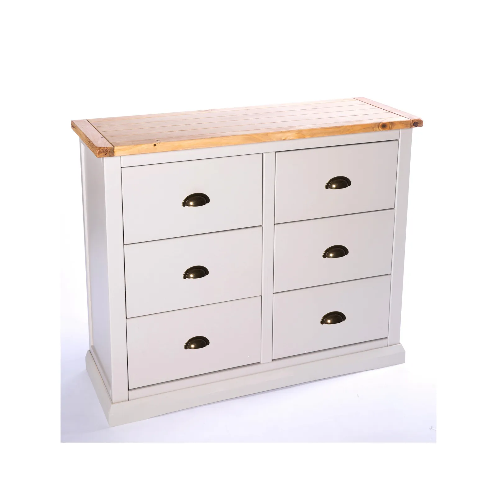 Cabinet Bits Loreo 6 Drawer Chest of Drawers Brass Cup Handle in Light Grey 3