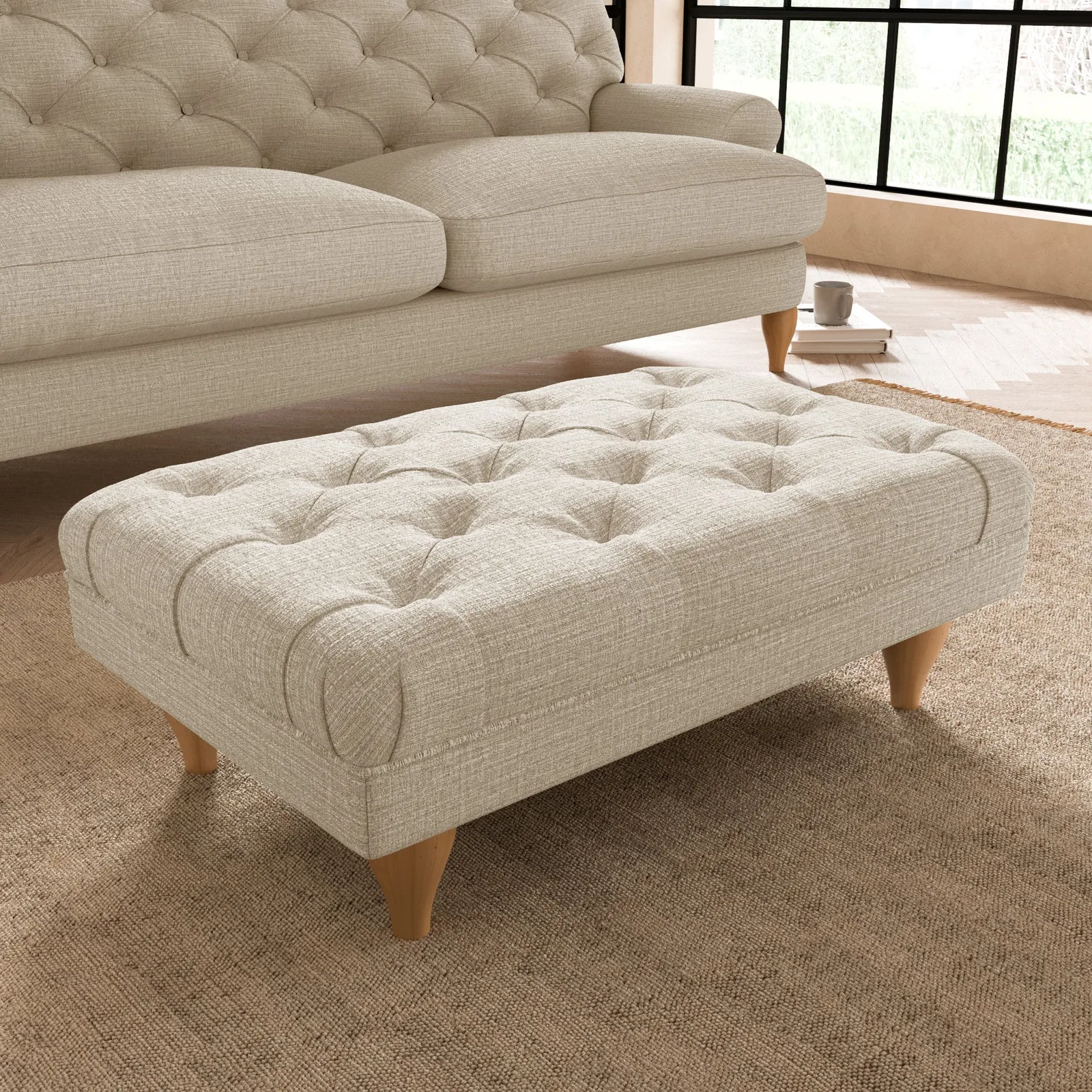 Warwick Textured Weave Footstool Textured Weave Honey