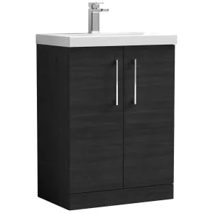 Nuie Arno Charcoal Black 2 Door Vanity Unit & Basin - 840 x 610mm