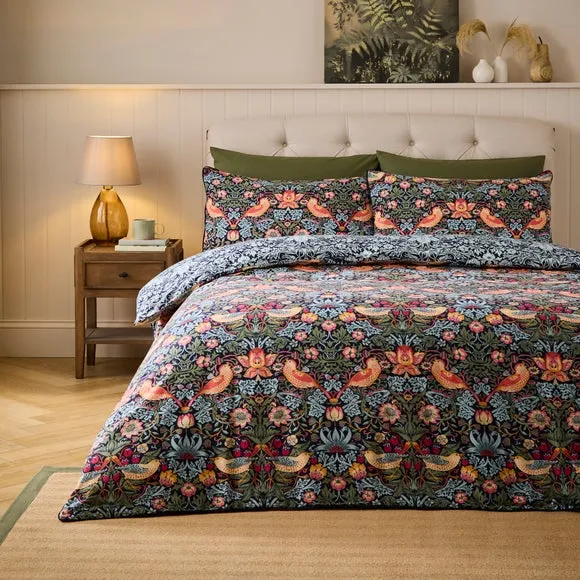 Strawberry Thief 100% Brushed Cotton Duvet Cover & Pillowcase Set 1