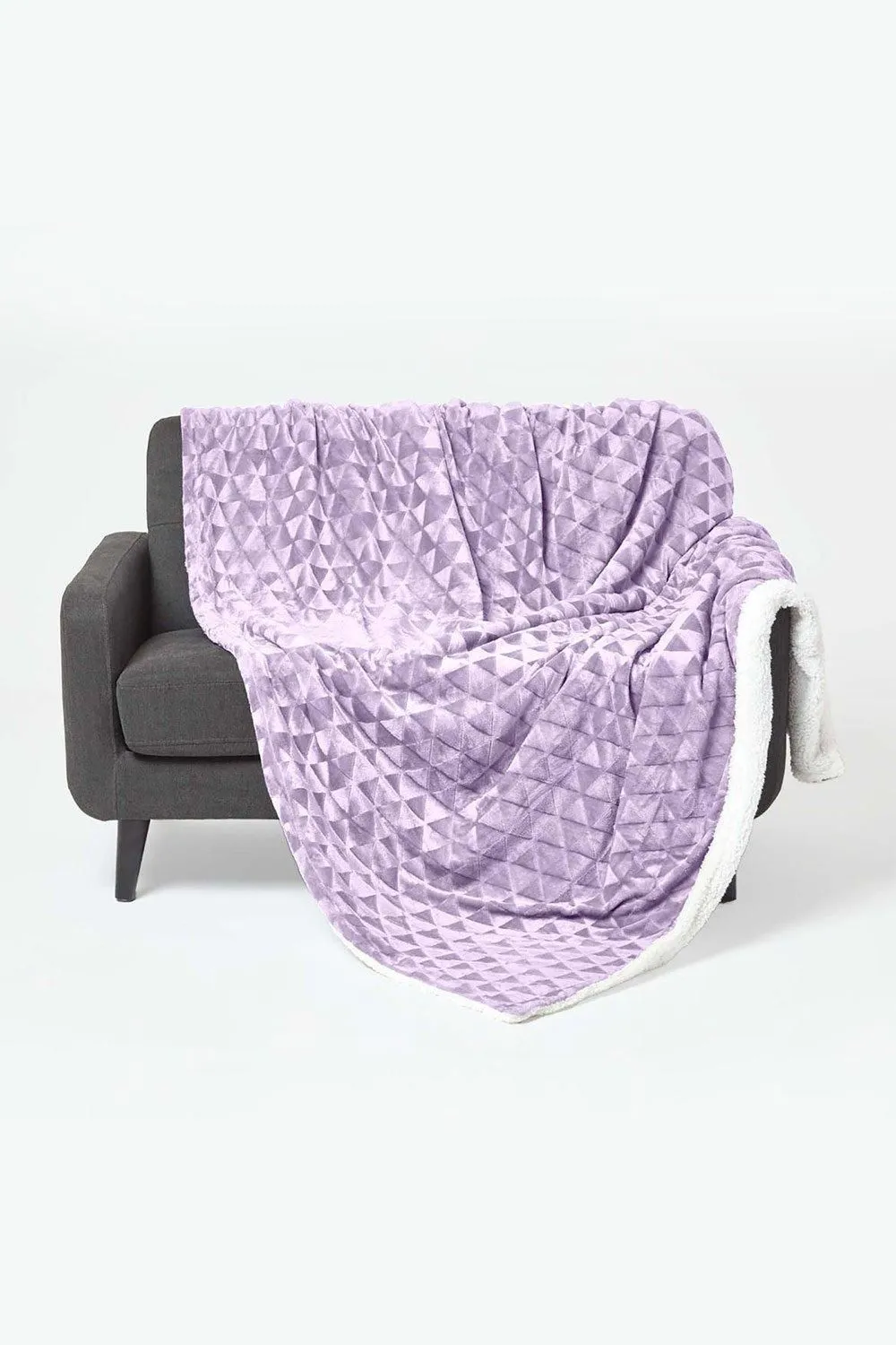 Homescapes Geometric Triangle Velvet Throw in Purple
