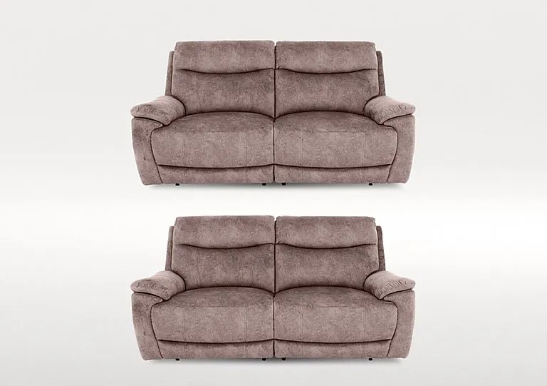 Sloane Set of Two 3 Seater Fabric Power Recliner Sofas - Marble Charcoal Grey