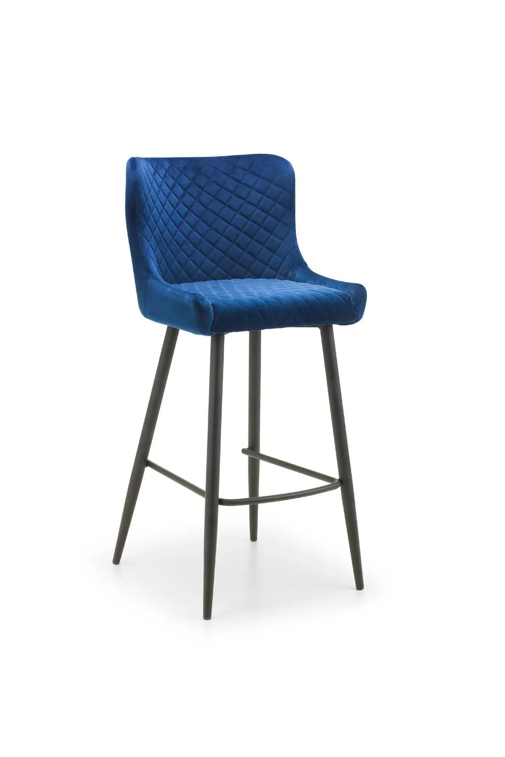 Julian Bowen Luxe Diamond Quilted Upholstered Bar Stool (Set of 2) in Blue 3