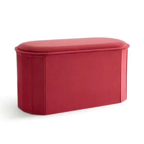 Recycled Velour Lozenge Ottoman with Tray 4
