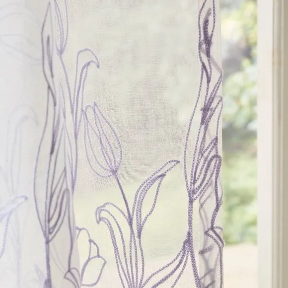 Embroidered Tulip Slot Top Single Voile Panel 4