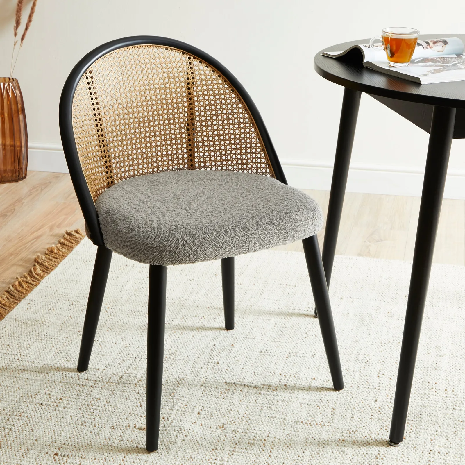 Luella Cane Dining Chair Grey