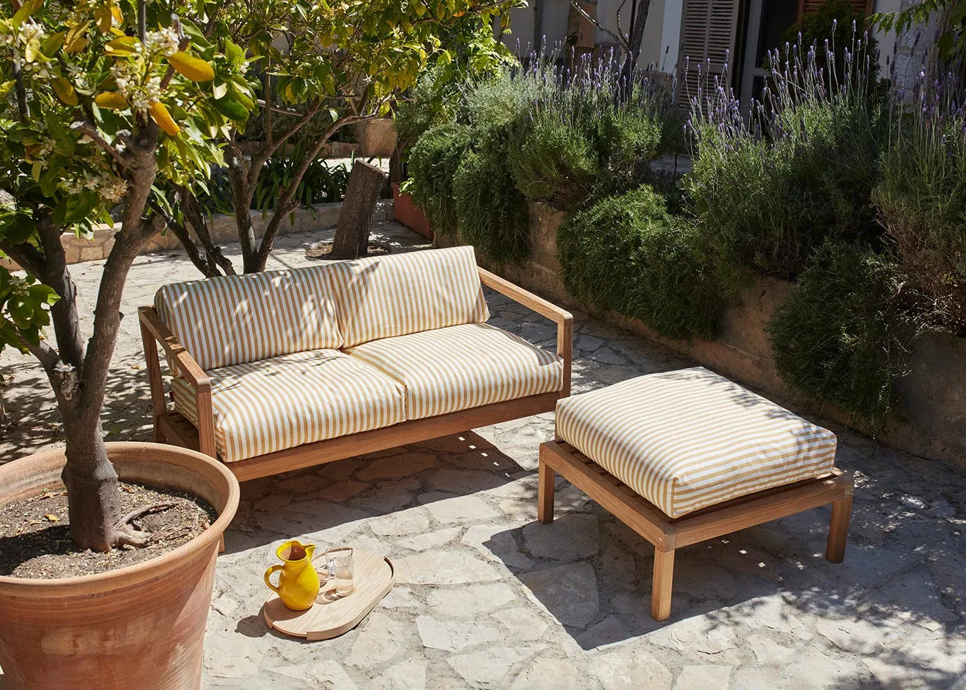 Fritz Hansen Skagerak Virkelyst Pouf Golden Yellow Stripe 3