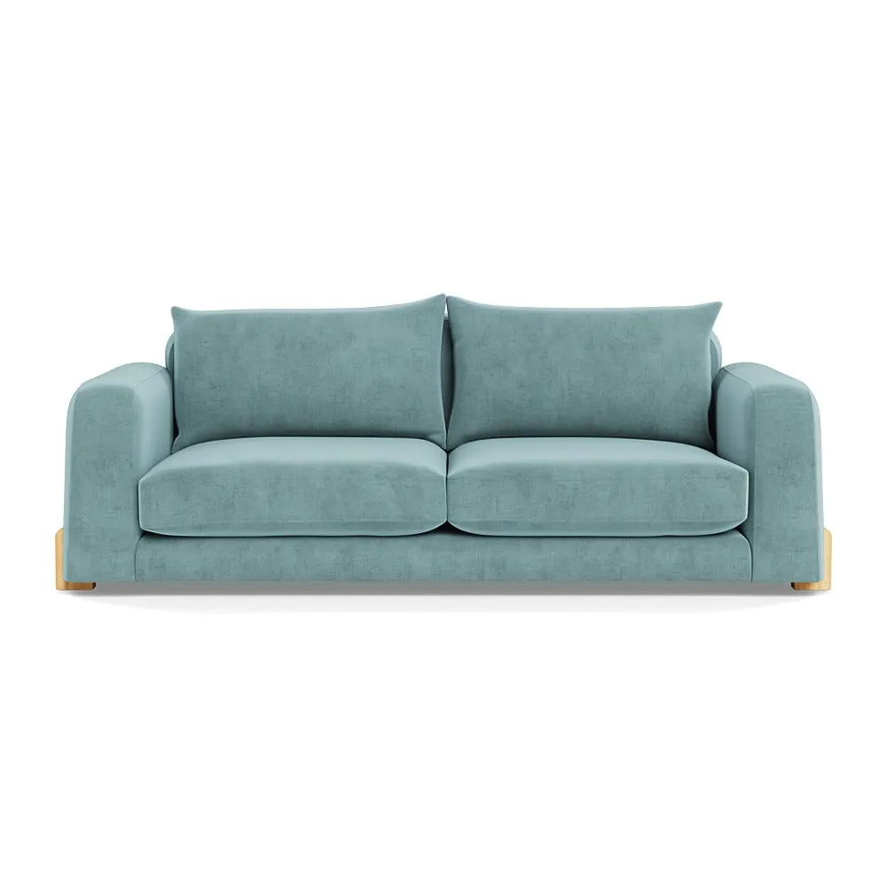 Heal's Nuvola 4 Seater Sofa Smart Luxe Velvet Mineral Blue Natural Feet 1