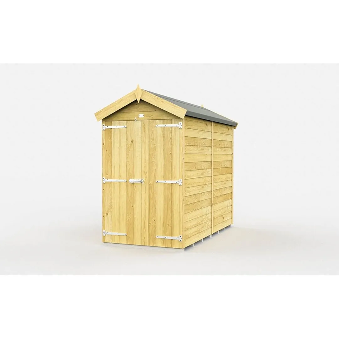 Buttercup Farm 4 x 7 Feet Apex Shed - Double Door W/O Windows - L214 x W118 x H217 cm in Brown