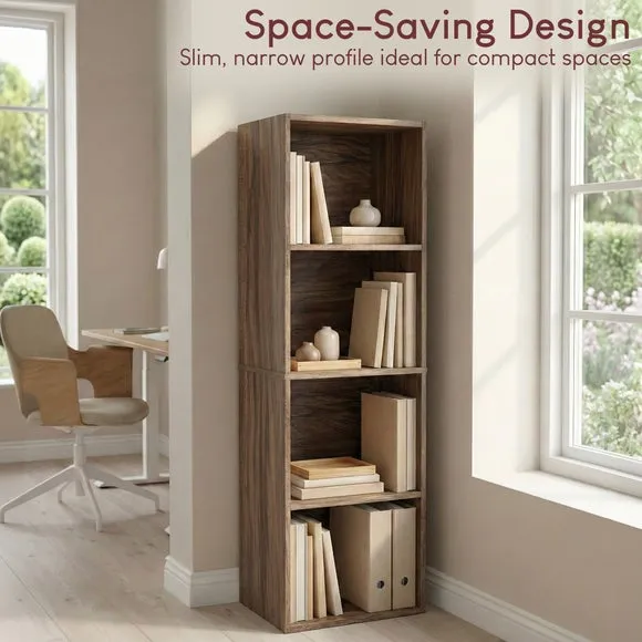 Return - Oxford 4 Tier Cube Bookcase, Walnut Effect 4