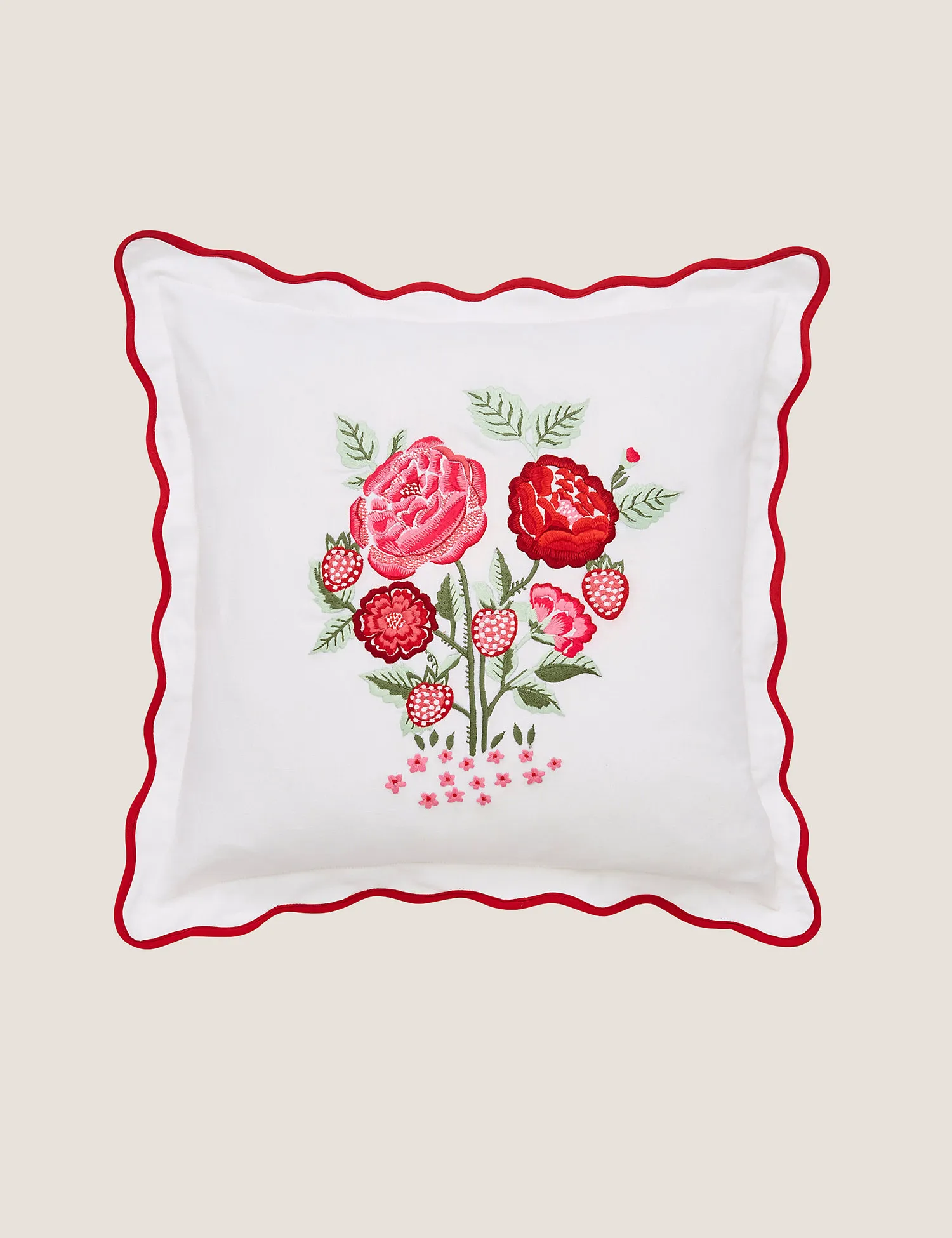 M&S Cath Kidston Pure Cotton Strawberry Garden Cushion