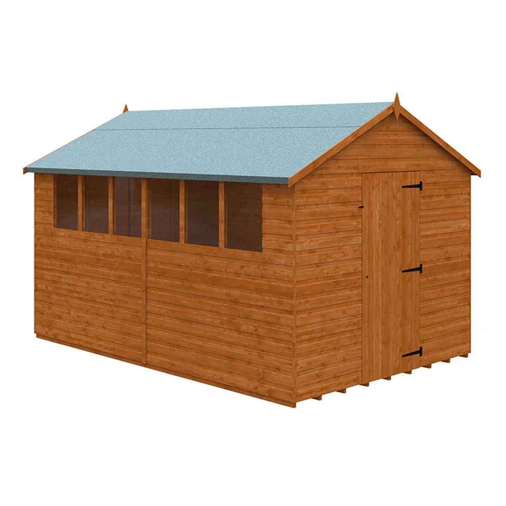 Buttercup Farm 12 x 8 Feet Super Apex 12mm Shed - Solid Wood/Softwood/Pine in Burnt Orange