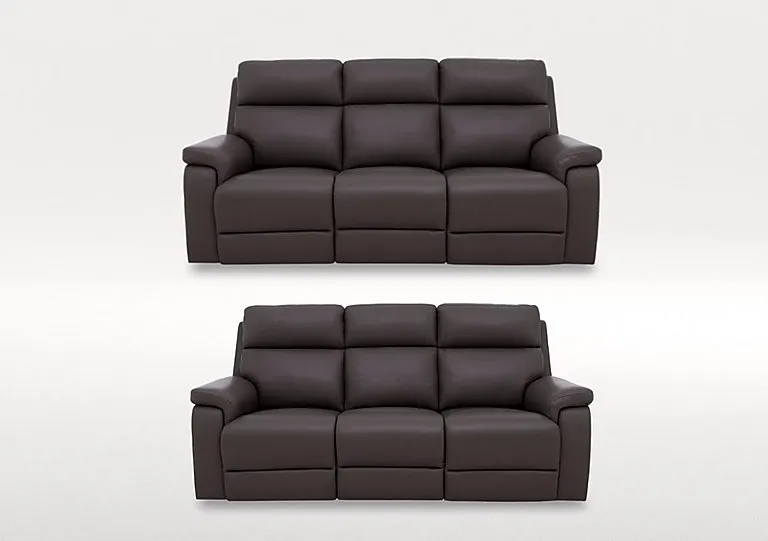 Raven Set of Two 3 Seater Leather Power Recliner Sofas