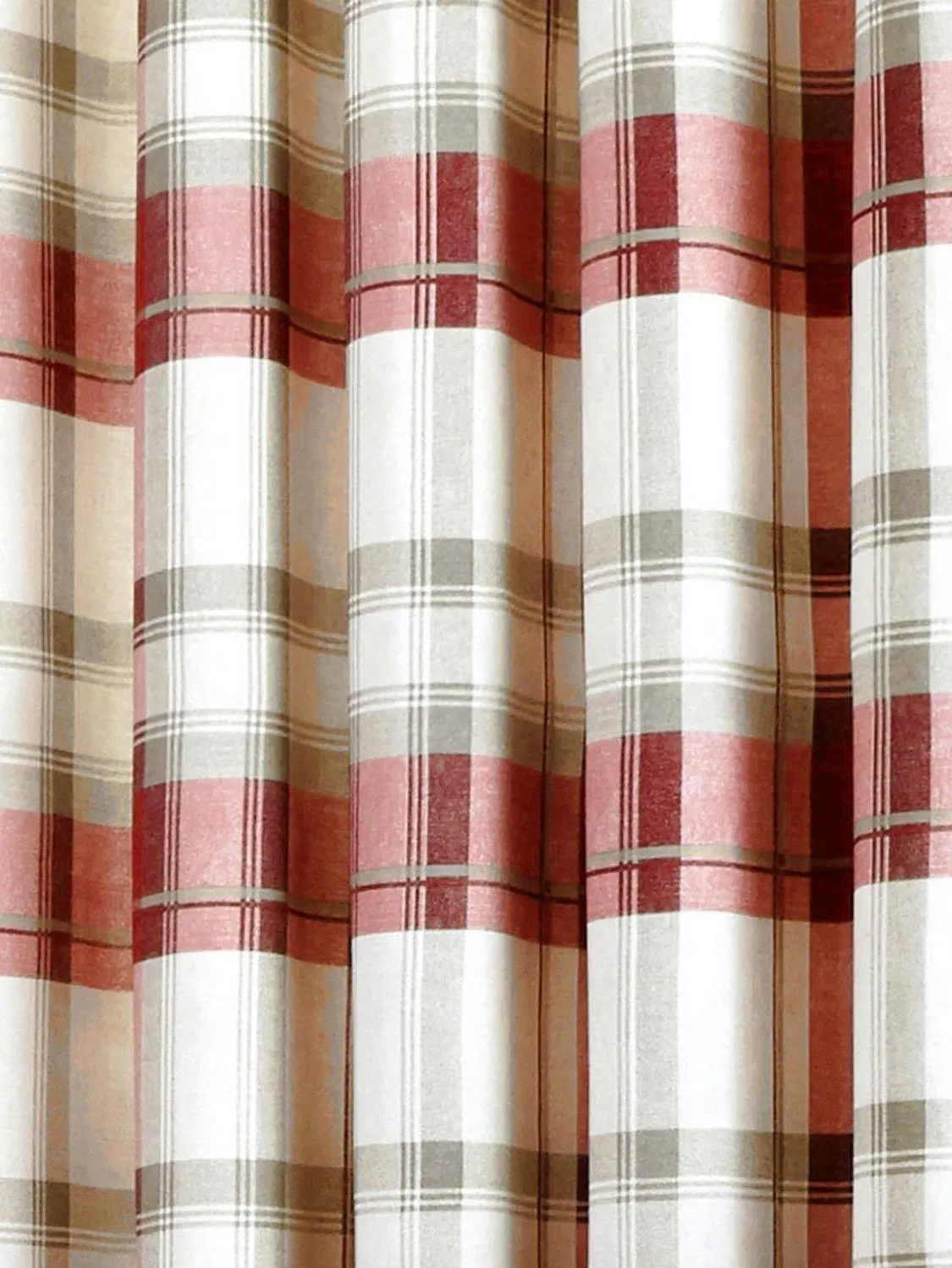 Fusion 'Balmoral Check' Country Checked Pattern Pair of Eyelet Curtains in Scarlet 5