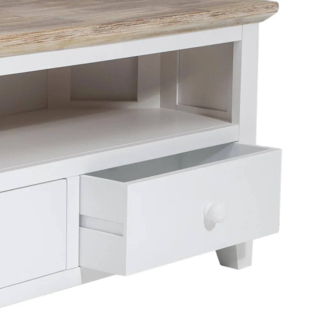 Statement Furniture Florence Corner TV Unit With 2 Drawers & Shelf in White 4