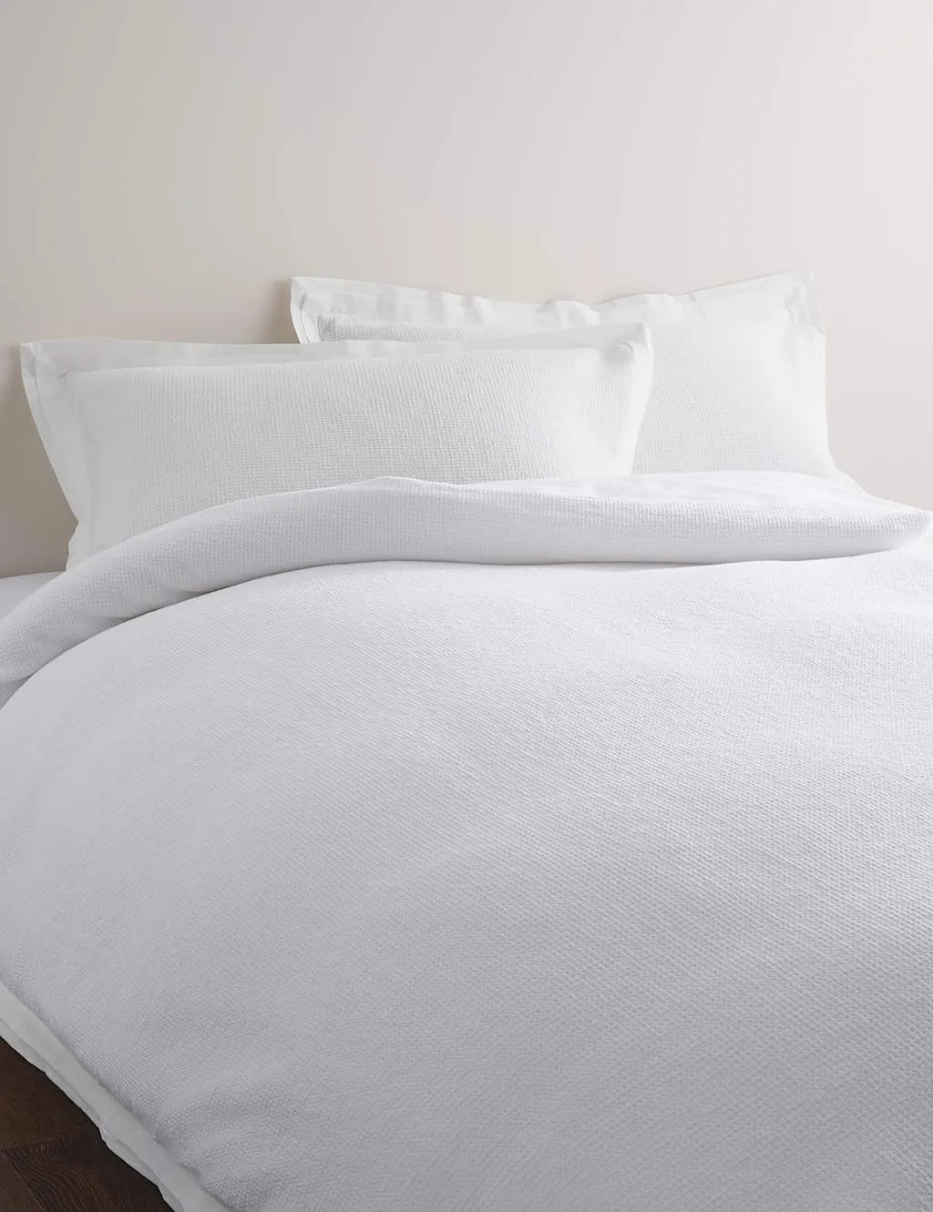 M&S Cotton Rich Waffle Bedding Set White