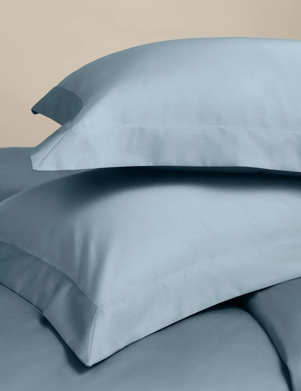 M&S 2 Pack Egyptian Cotton 400 Thread Count Silky Oxford Pillowcases Dusty Blue