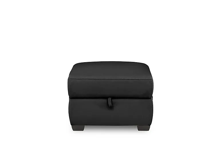 Brescia Leather Storage Footstool - Classic Black