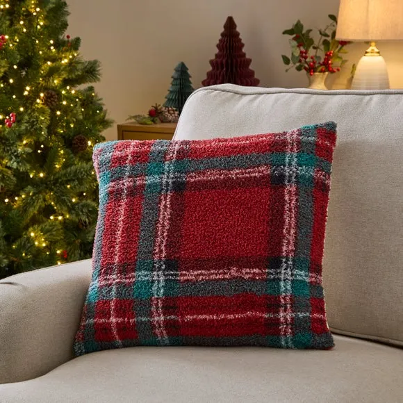 Tartan Sherpa Square Cushion