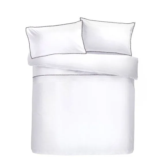 Serene Pom Pom Duvet Cover and Pillowcase Set Grey 3