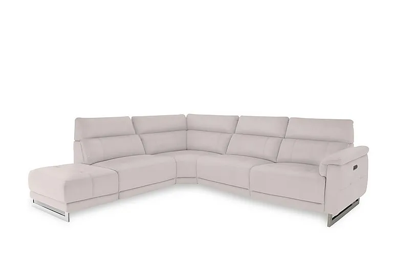 Moet Leather Power Recliner Chaise End Left Hand Facing Corner Sofa with Telescopic Headrests - Cotton - Sofas and Armchairs - In Time for Christmas