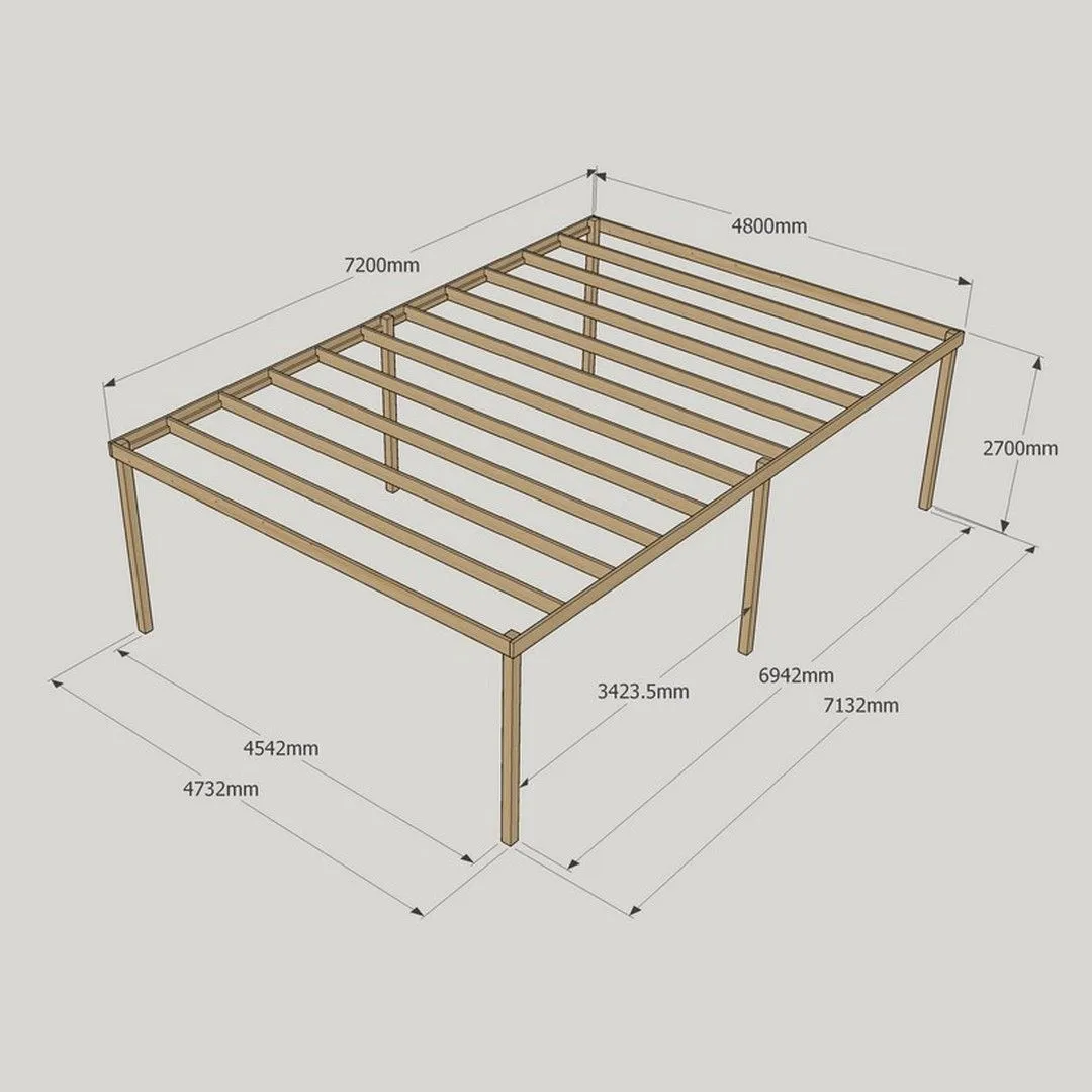 Rutland County Garden Furniture Ltd Garden Pergola 6 Posts - Wood - L480 x W720 x H270 cm - Rustic Brown 4