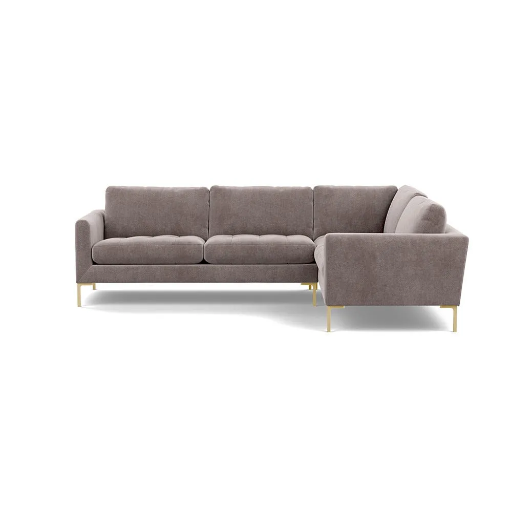 Heal's Eton Right Hand Facing Corner Sofa Smart Luxe Velvet Mushroom Brass Feet 1