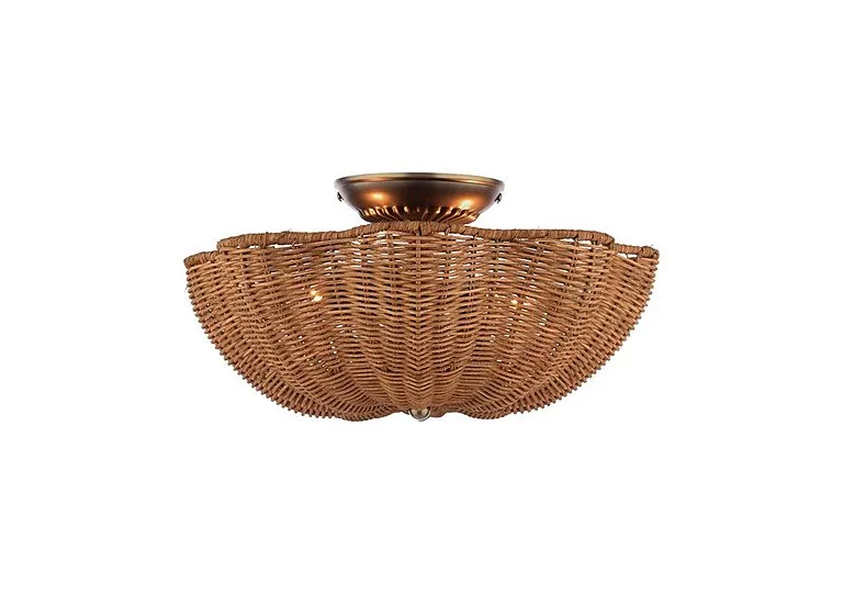 Braywick Rattan 2 Bulb Flush Ceiling Light