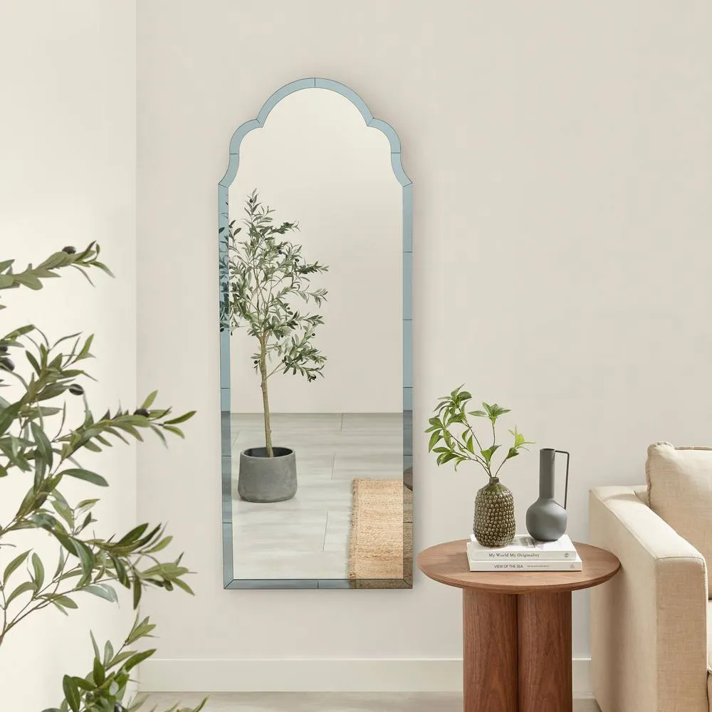 FurnitureboxUK Opaline Smoked Blue - Grey Ornate Full Length Arch Wall Mirror 2