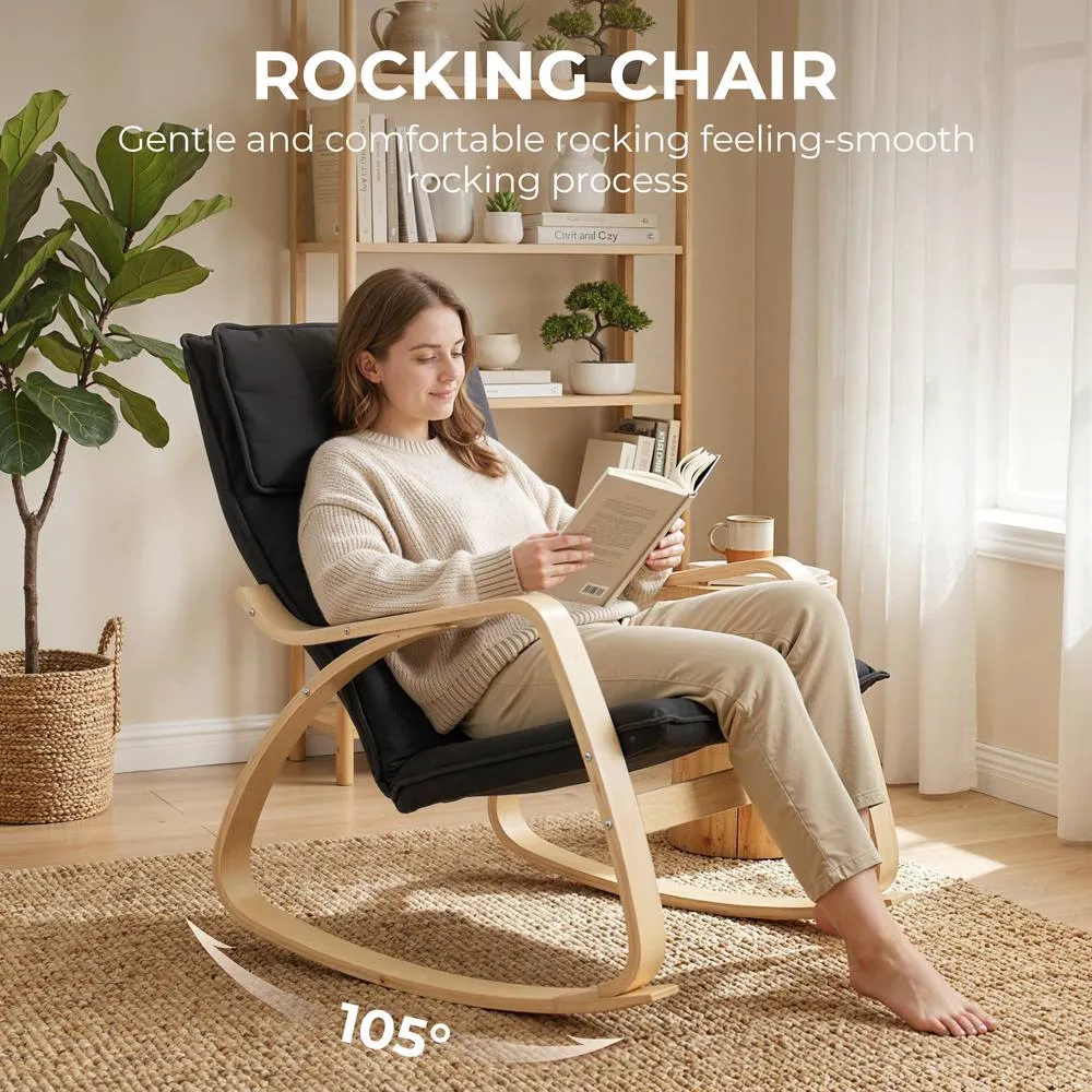 HOMCOM Comfortable Relax Rocking Chair with High Back, Black 4