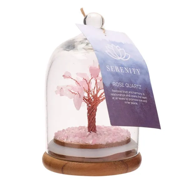 Serenity Rose Quartz Gemstone Glass Dome Tree 3