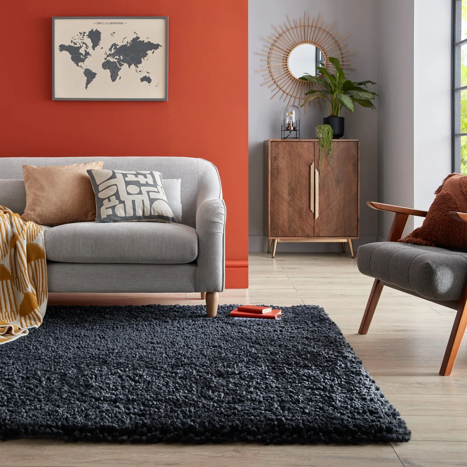 Bertie Shaggy Rug Grey