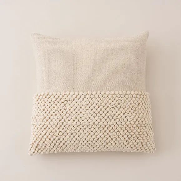 Jersey Bobble Half Banded Cotton Square Cushion 3