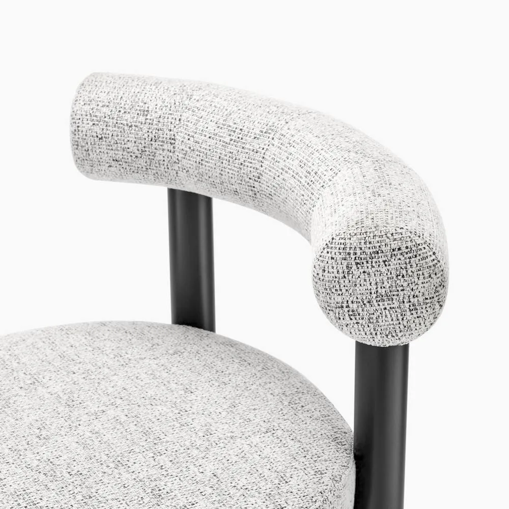FurnitureboxUK 2x Seren Grey Fabric Bar Chairs Black Legs 5